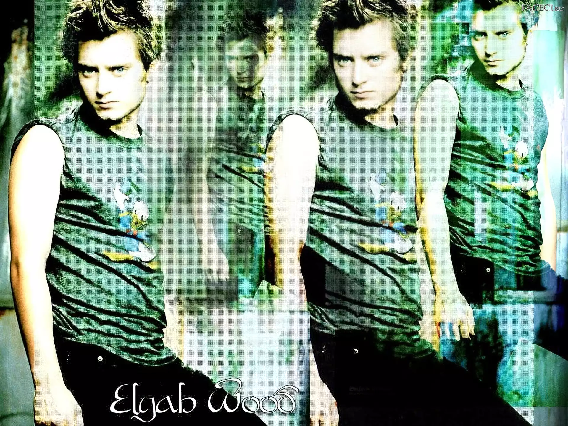 czarne spodnie, Elijah Wood, jasne włosy